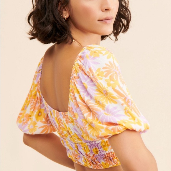 L*Space Yellow Floral Crop Top - Picture 3 of 4